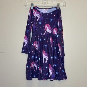 Girls Size 4-5 Unicorn Galaxy Printed Dress